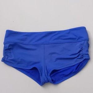 Athleta blue boy short bikini bottom